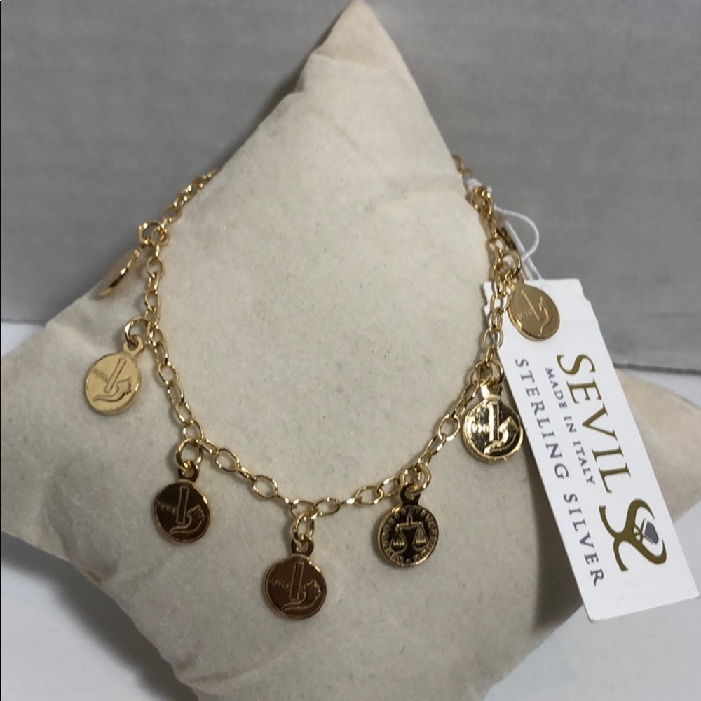 18K Gold Plated Sterling Silver Sevil Charm Brac.